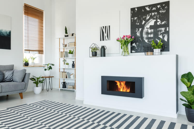 decorated mantle in living room