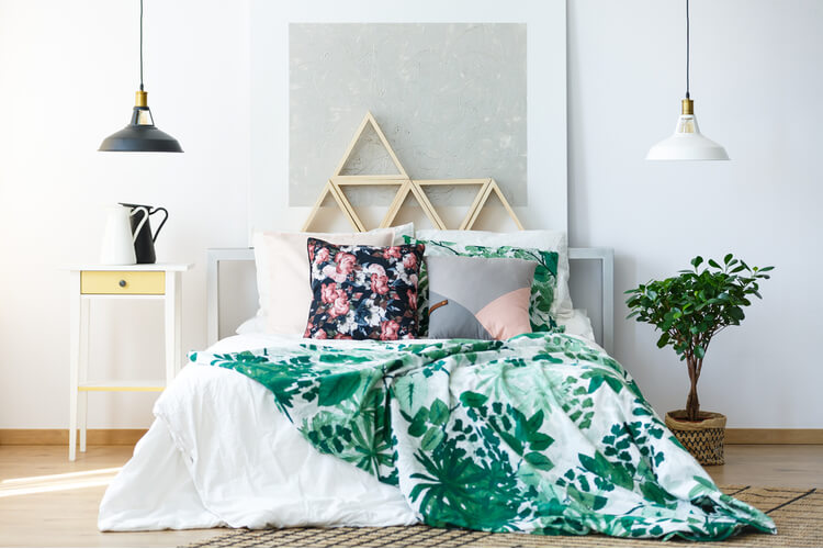 floral pattern on bedroom pillow
