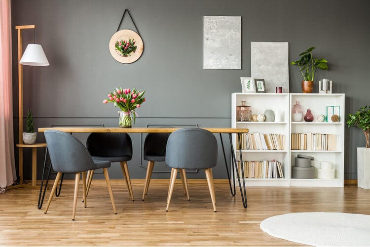 flower vase on dining room table