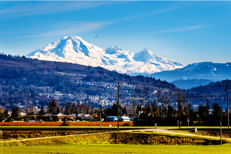 Abbotsford panorama with mountain in background