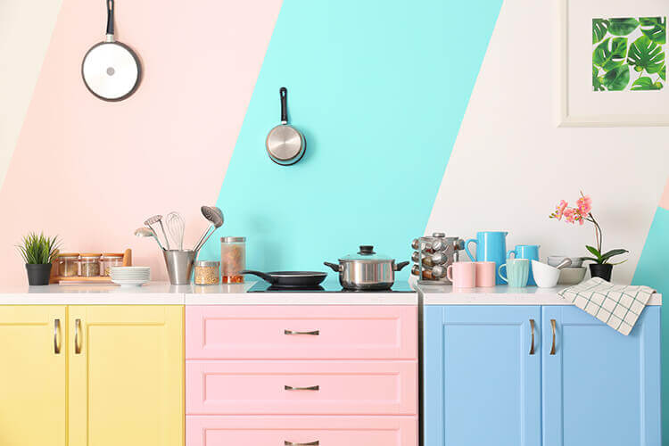 colored cabinets in kitchen