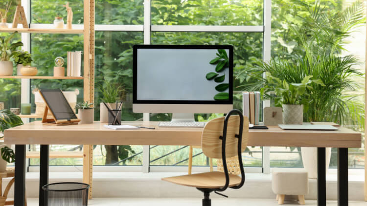green home office decor