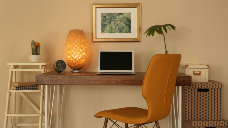 home office with creative lighting