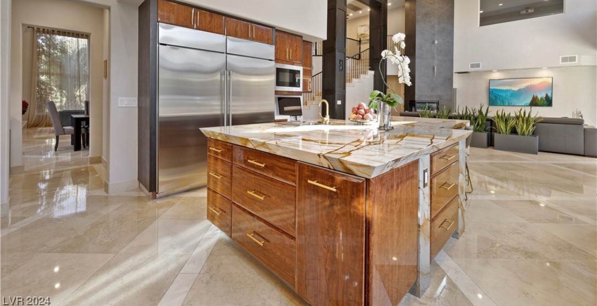modern kitchen with wood cabinets in a las vegas house for rent