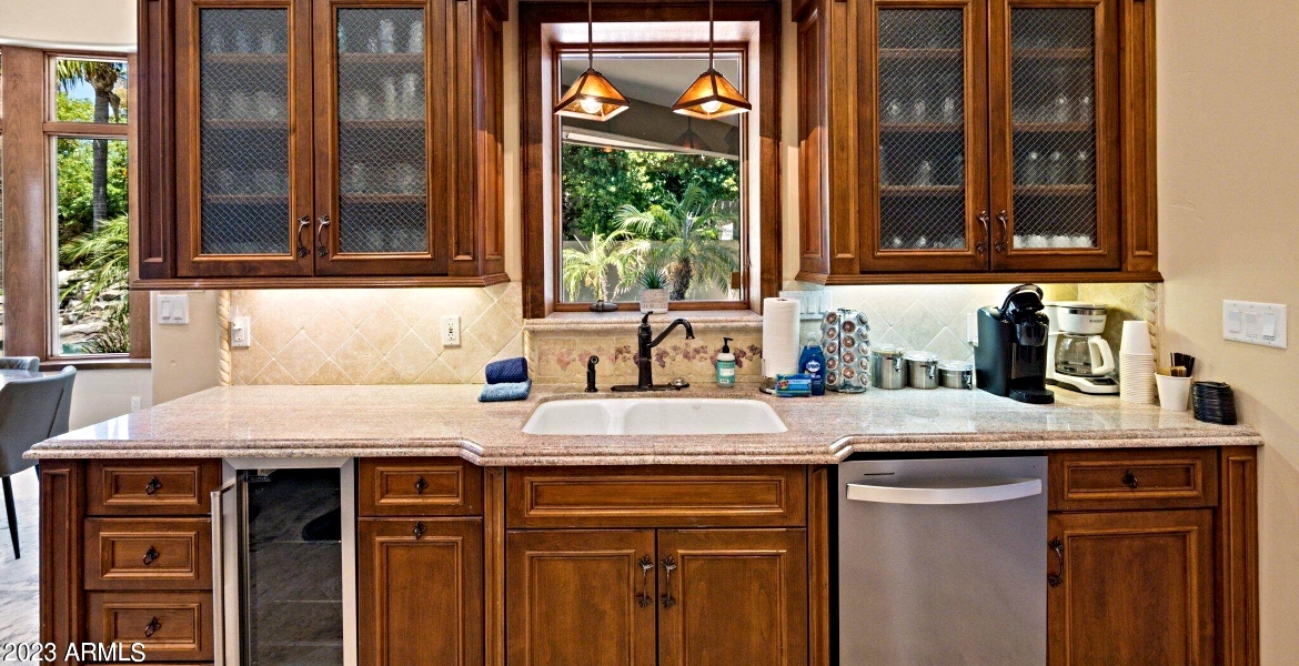 classy wood kitchen cabinets in a Phoenix rental house