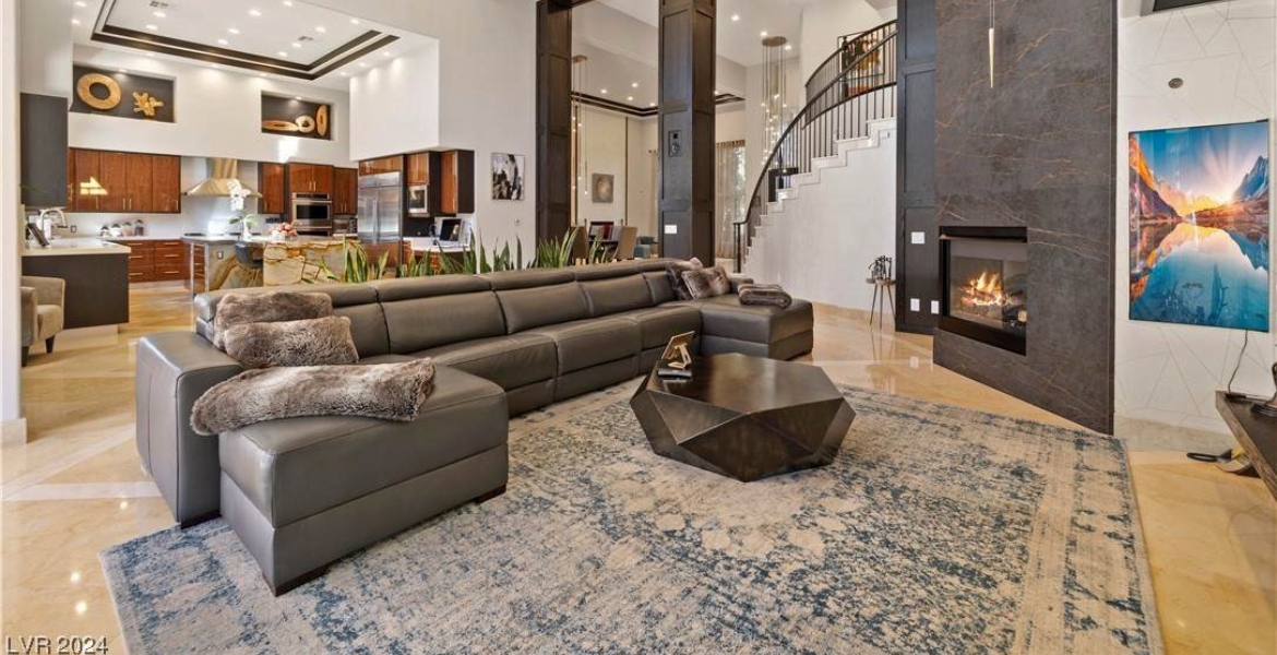 living room with tall ceilings in a las vegas rental