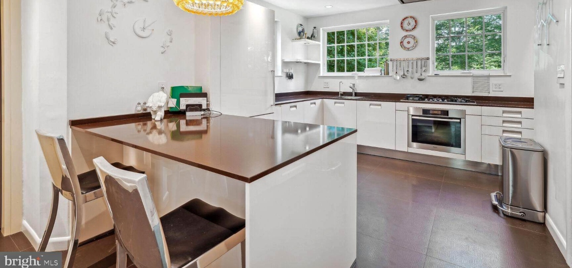 modern spacious kitchen in a historical house for rent in Washington DC