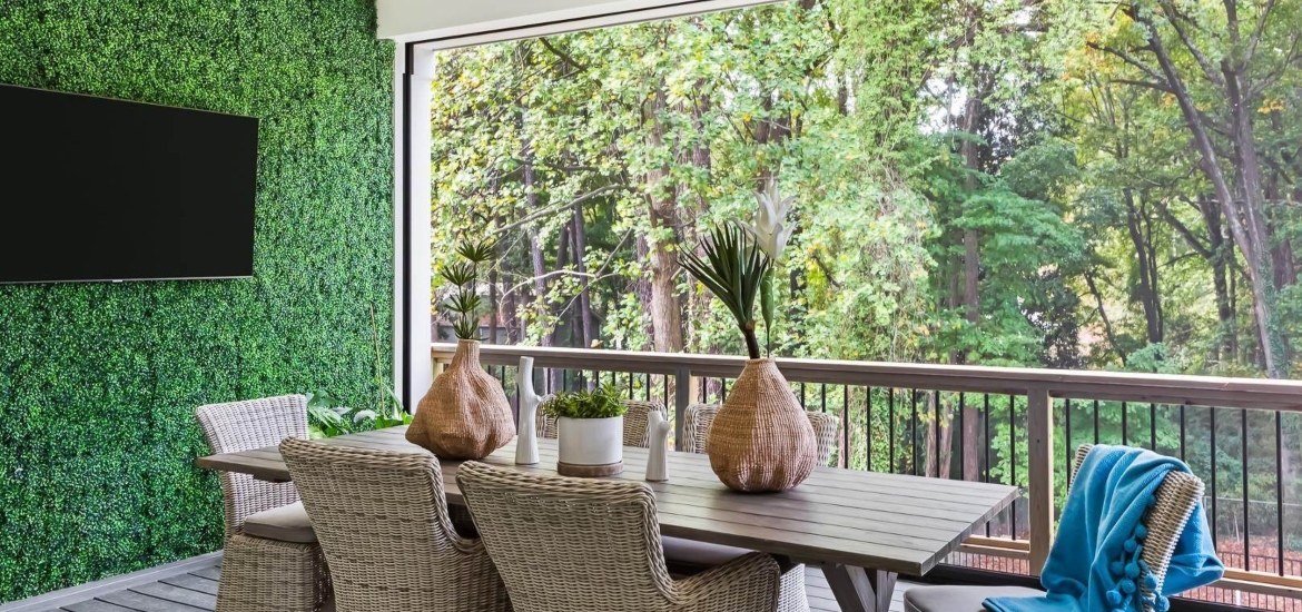 dining table with a view in a luxurious rental house in raleigh NC