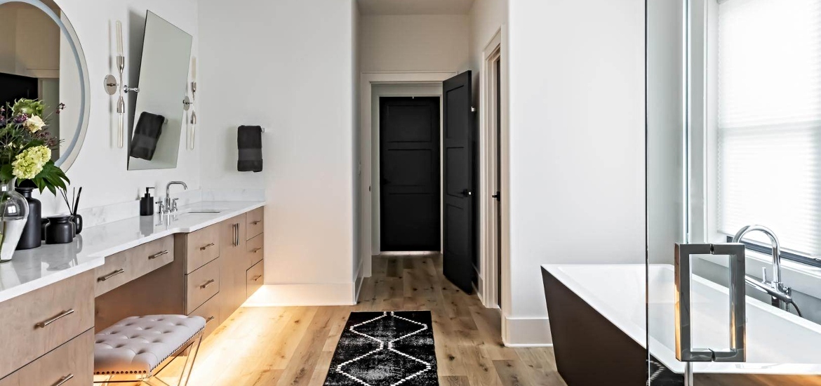 spacious bathroom with natural light in a rental house in raleigh NC