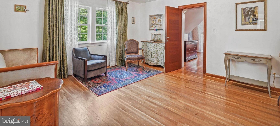 inside a furnished historical house for rent in Washington DC with wooden floors and natural night