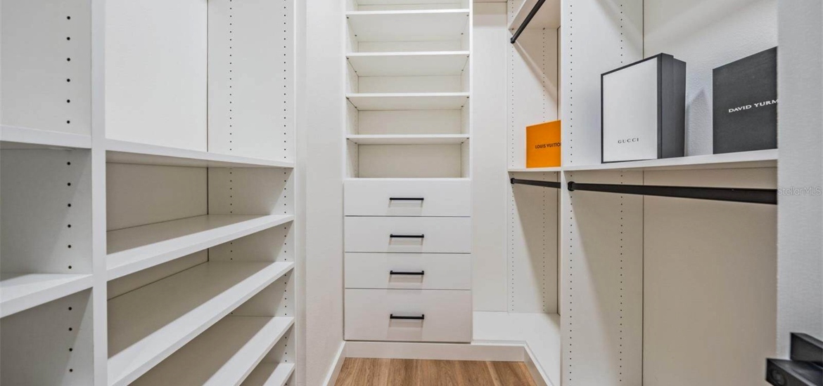 big walk-in closet in a rental house in tampa