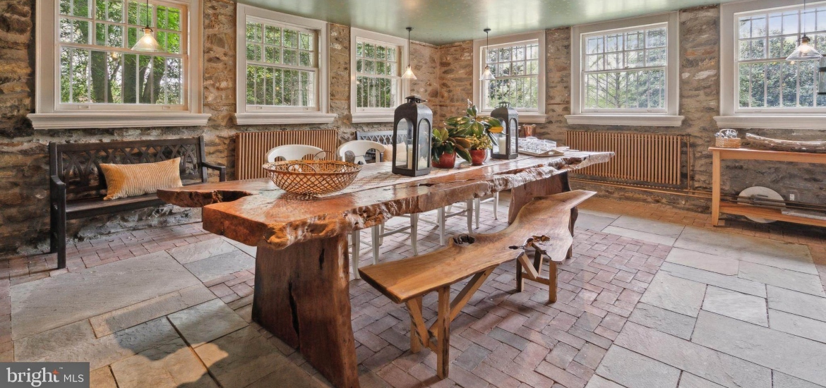 natural light in the entertaining area of a historical philadelphia house for rent
