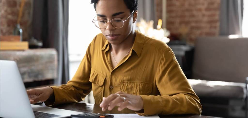 woman calculating